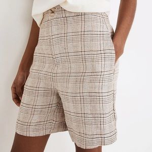 Madewell High Waist Plaid Shorts - Cream and Black